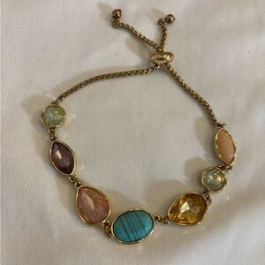 Bolo Style Adjustable Bracelet with Faux Gemstones